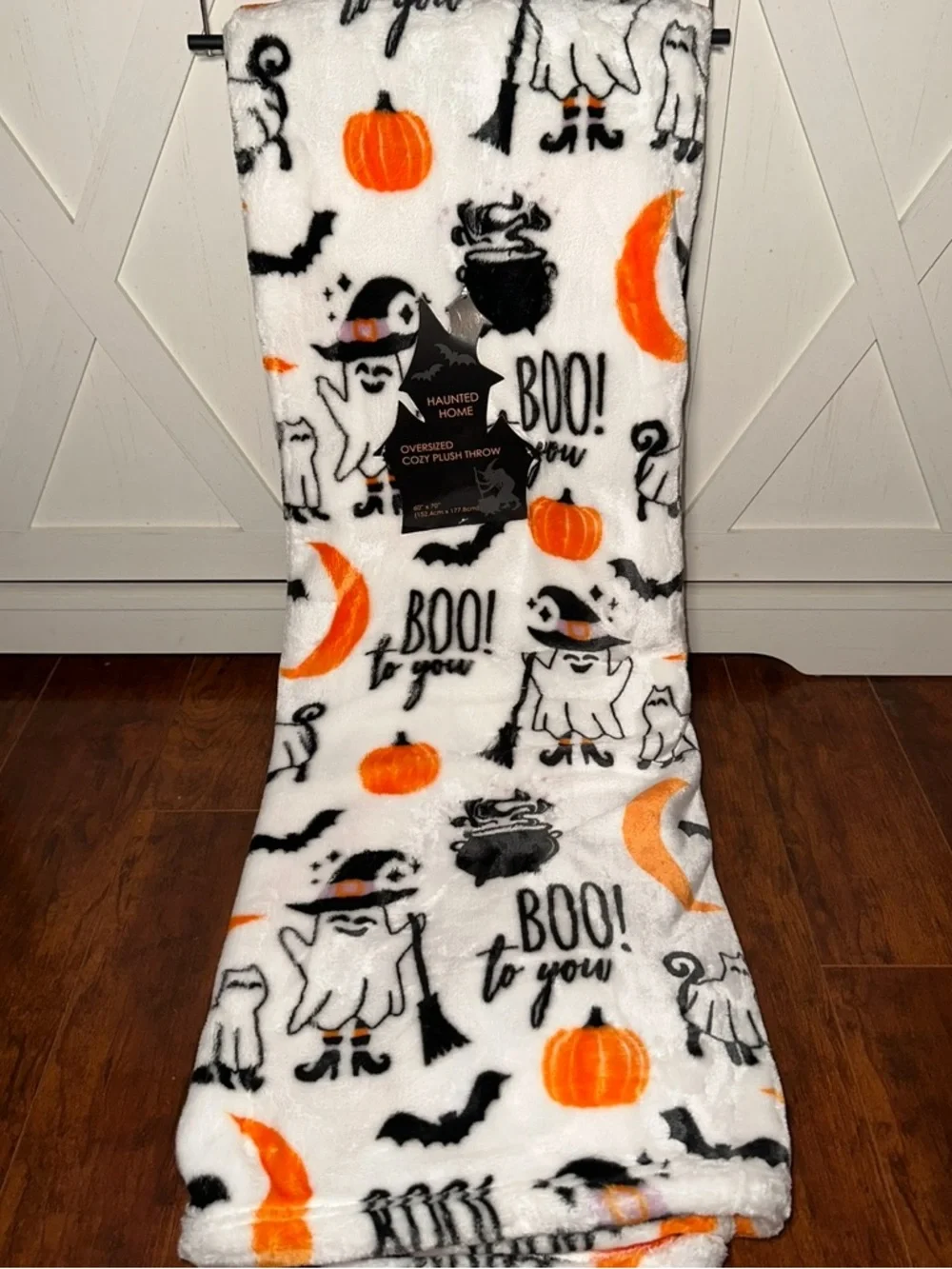 Halloween Ghost & Pumpkin ‘Boo To You’ Plush Throw Blanket